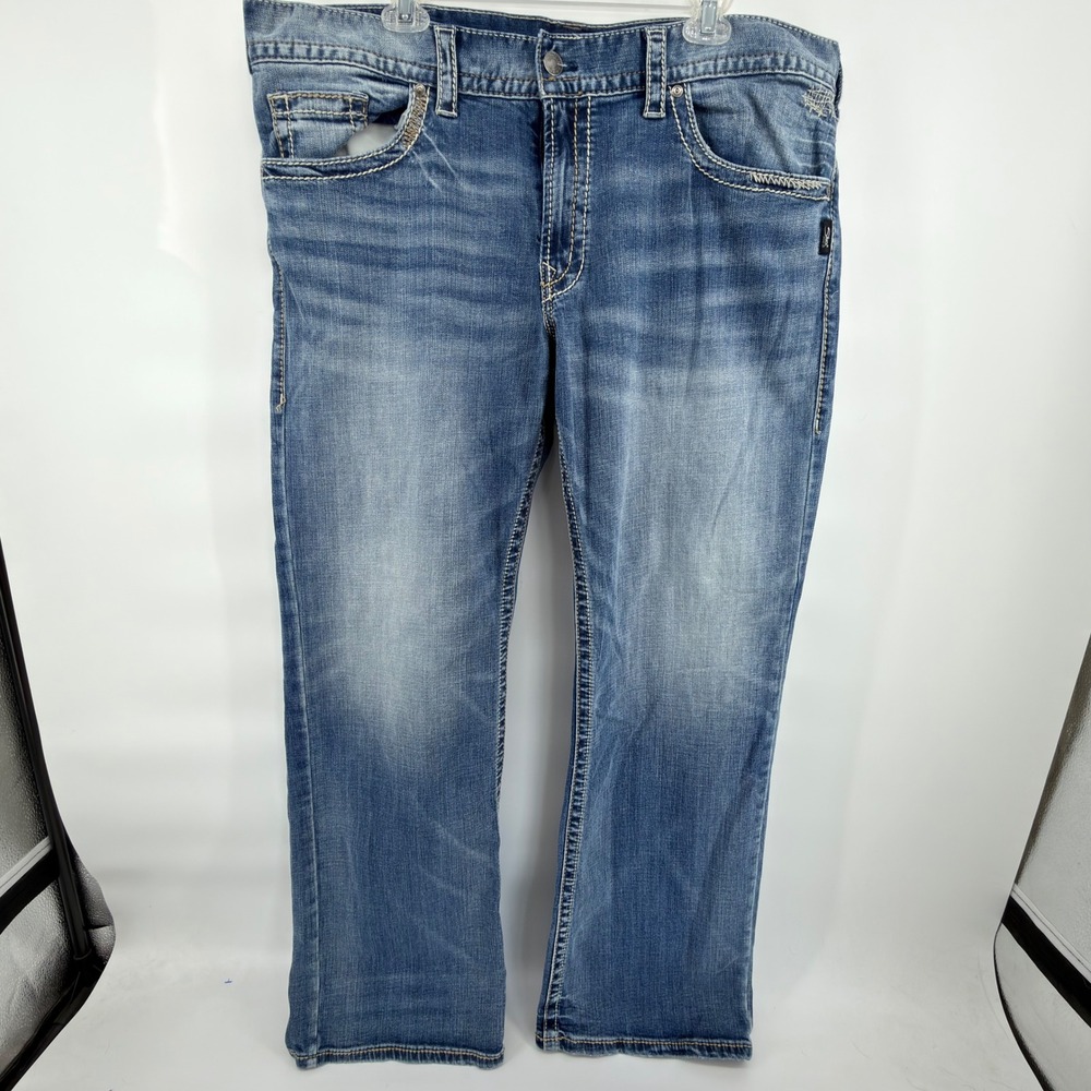 Silver Jeans Co Zac Jeans Mens 40x34 Blue Relaxed Straight Leg M42408LD191